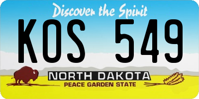 ND license plate KOS549