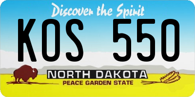 ND license plate KOS550