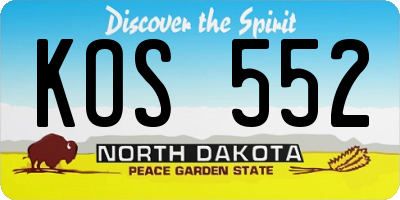 ND license plate KOS552