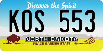 ND license plate KOS553