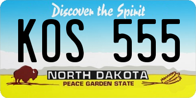ND license plate KOS555