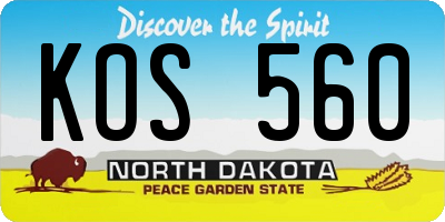 ND license plate KOS560