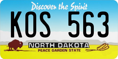 ND license plate KOS563