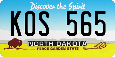 ND license plate KOS565