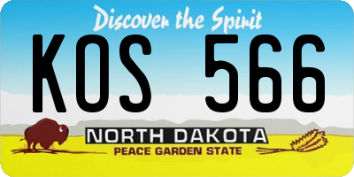 ND license plate KOS566