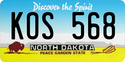 ND license plate KOS568