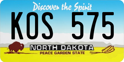 ND license plate KOS575
