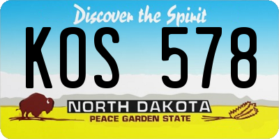 ND license plate KOS578