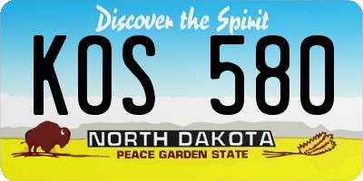 ND license plate KOS580