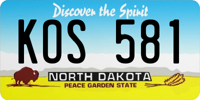 ND license plate KOS581