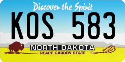 ND license plate KOS583