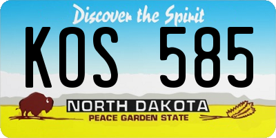 ND license plate KOS585