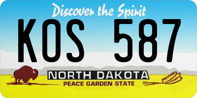 ND license plate KOS587