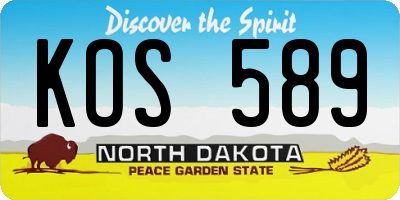ND license plate KOS589