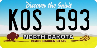 ND license plate KOS593