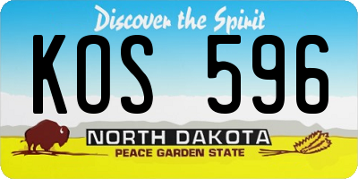 ND license plate KOS596