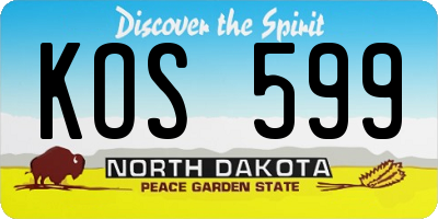 ND license plate KOS599