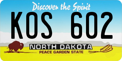 ND license plate KOS602