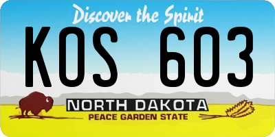 ND license plate KOS603