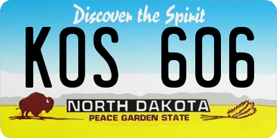 ND license plate KOS606