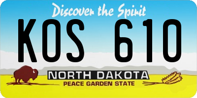 ND license plate KOS610