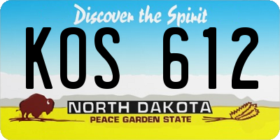 ND license plate KOS612