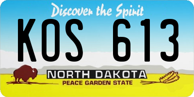 ND license plate KOS613