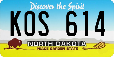 ND license plate KOS614