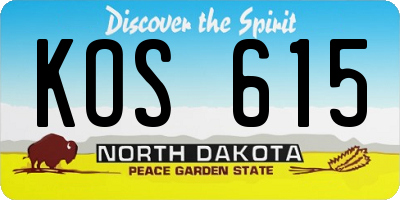 ND license plate KOS615