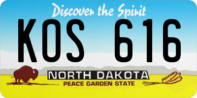 ND license plate KOS616