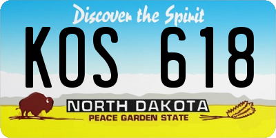 ND license plate KOS618