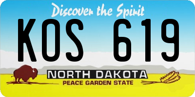 ND license plate KOS619