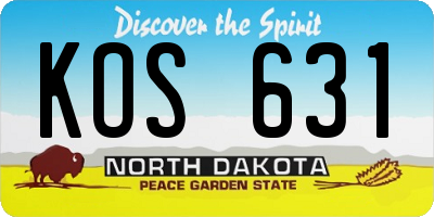 ND license plate KOS631