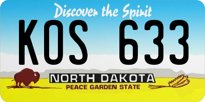 ND license plate KOS633