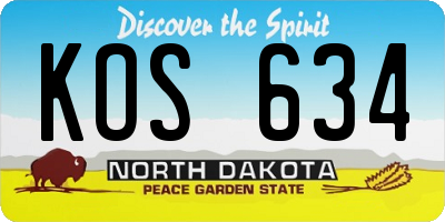 ND license plate KOS634