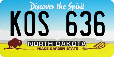 ND license plate KOS636