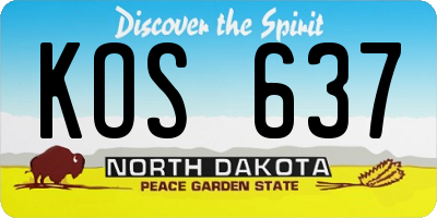 ND license plate KOS637