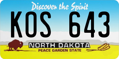 ND license plate KOS643