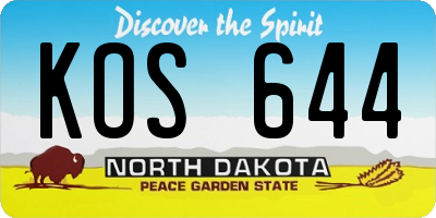 ND license plate KOS644