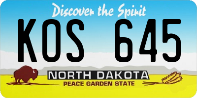 ND license plate KOS645