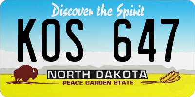 ND license plate KOS647