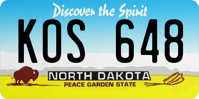 ND license plate KOS648