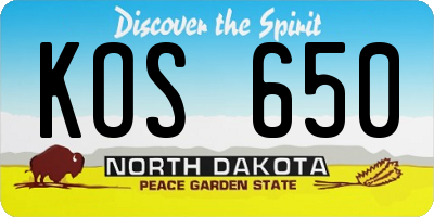 ND license plate KOS650