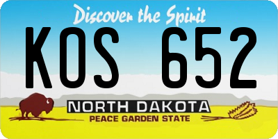 ND license plate KOS652