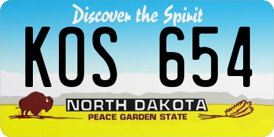 ND license plate KOS654