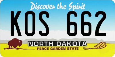 ND license plate KOS662