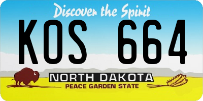 ND license plate KOS664