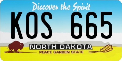 ND license plate KOS665