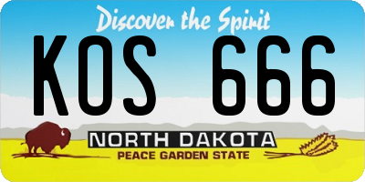 ND license plate KOS666