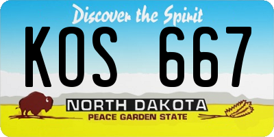ND license plate KOS667